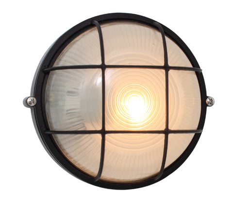 Eurolux Bulkhead Round Small Grid 180mm 1X60W Black in Electrical & Lighting,Lighting,Interior Lighting