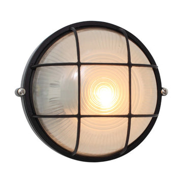 Eurolux Bulkhead Round Small Grid 180mm 1X60W Black - image 01