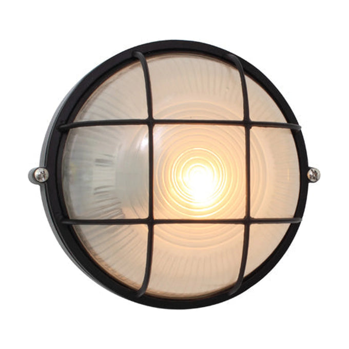 Eurolux Bulkhead Round Small Grid 180mm 1X60W Black - image 01