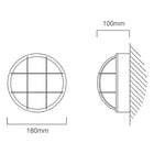Eurolux Bulkhead Round Small Grid 180mm 1X60W Black - image 01