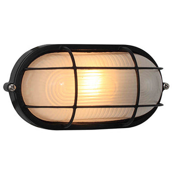 Eurolux Bulkhead Oval Small Grid 210mm 1X60W Black in Electrical & Lighting,Lighting,Interior Lighting