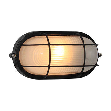 Eurolux Bulkhead Oval Small Grid 210mm 1X60W Black - image 01