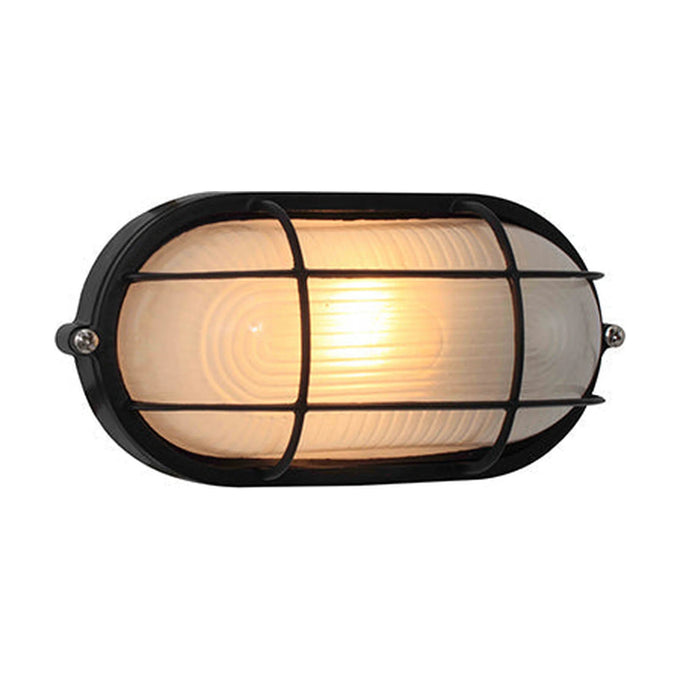 Eurolux Bulkhead Oval Small Grid 210mm 1X60W Black - image 01