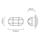 Eurolux Bulkhead Oval Small Grid 210mm 1X60W Black - image 01