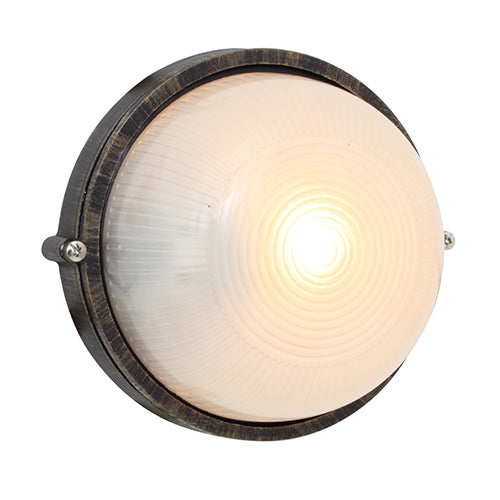 Eurolux Bulkhead Round Small Plain 180mm 1X60W Blackgold in