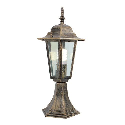 Eurolux Lantern 6 Panel Pedestal Black Gold in Electrical & Lighting,Lighting,Exterior Lighting