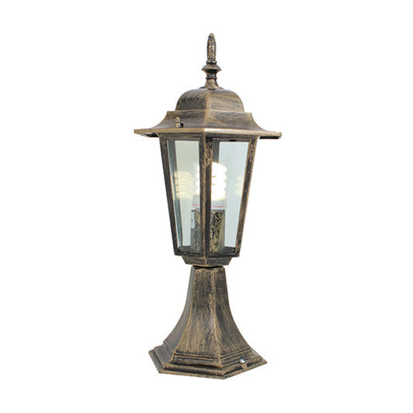 Eurolux Lantern 6 Panel Pedestal Black Gold - image 01