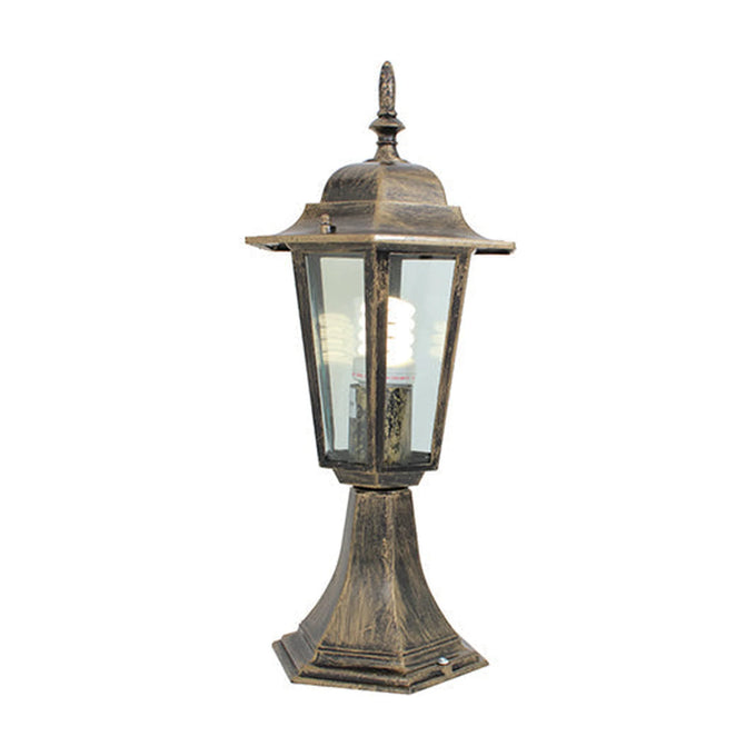 Eurolux Lantern 6 Panel Pedestal Black Gold - image 01