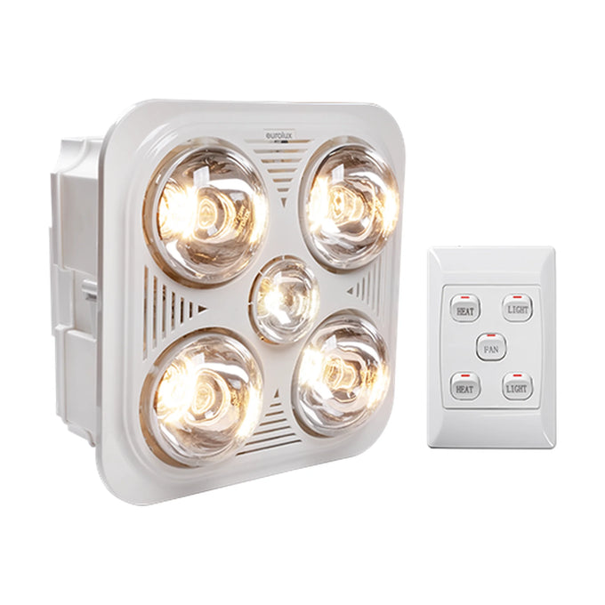 Eurolux Bathroom Heater Square 3 In 1 White Heater Light & Extractor - image 01