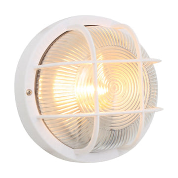 Eurolux Bulkhead Round Plastic Grid 185mm 1X60W White - image 01