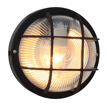 Eurolux Bulkhead Round Plastic Grid 185mm 1X60W Black in Electrical & Lighting,Lighting,Interior Lighting