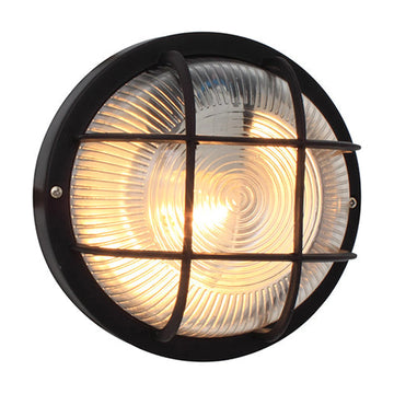 Eurolux Bulkhead Round Plastic Grid 185mm 1X60W Black - image 01