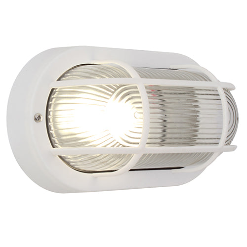 Eurolux Bulkhead Oval Plastic Grid 205mm 1X60W White in Electrical & Lighting,Lighting,Interior Lighting