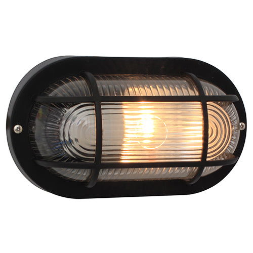 Eurolux Bulkhead Oval Plastic Grid 205mm 1X60W Black in Electrical & Lighting,Lighting,Interior Lighting