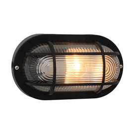 Eurolux Bulkhead Oval Plastic Grid 205mm 1X60W Black - image 01