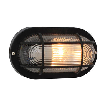 Eurolux Bulkhead Oval Plastic Grid 205mm 1X60W Black - image 01