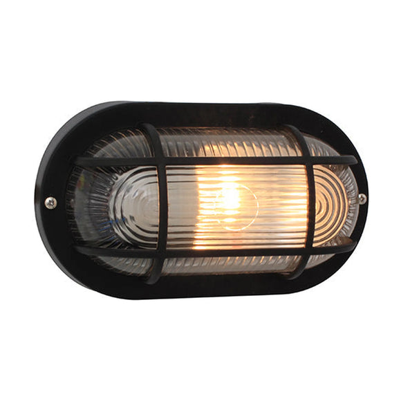 Eurolux Bulkhead Oval Plastic Grid 205mm 1X60W Black - image 01