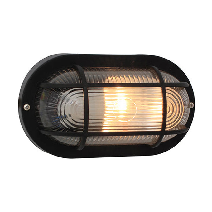 Eurolux Bulkhead Oval Plastic Grid 205mm 1X60W Black - image 01