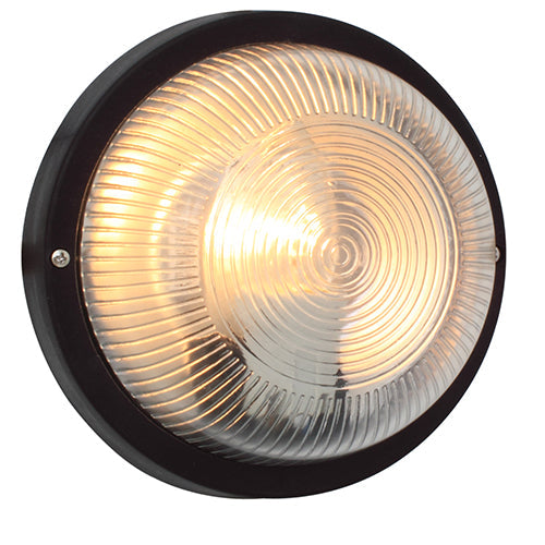 Eurolux Bulkhead Round Plastic Plain 190mm 1X60W Black in Electrical & Lighting,Lighting,Interior Lighting