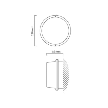 Eurolux Round Bulkhead Plastic230mm White 1x100w - image 01