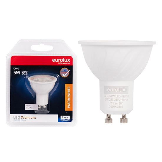 Eurolux LED GU10 Premium Clear Lens 5W 3000K N in Electrical & Lighting,Lighting,Globes & Tubes