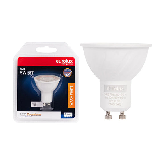 Eurolux LED GU10 Premium Clear Lens 5W 3000K N - image 01