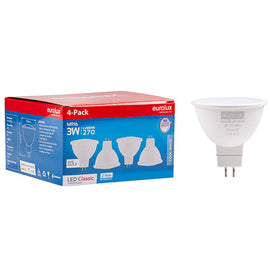 Eurolux LED MR16 Classic Frosted Lens 3w GU5.3 4000K 4 Pack N in Electrical & Lighting,Lighting,Globes & Tubes