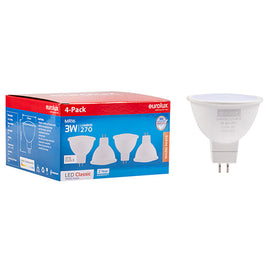 Eurolux LED MR16 Classic Frosted Lens 3w GU5.3 3000K 4 Pack N in Electrical & Lighting,Lighting,Globes & Tubes