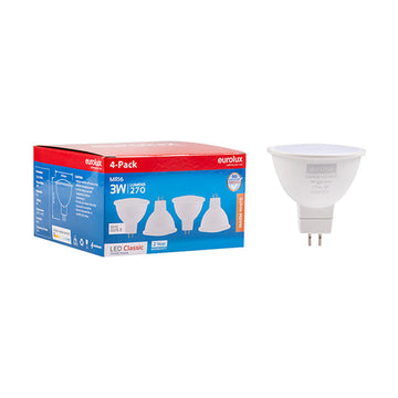 Eurolux LED MR16 Classic Frosted Lens 3w GU5.3 3000K 4 Pack N - image 01