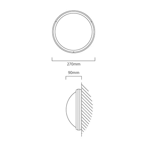Eurolux ABS Bulkhead 270mm White 1x15W - image 01