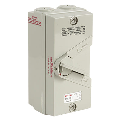 Eurolux Isolator Switch 2 Pole 20 AMP 440V IP66 in Electrical & Lighting,Electrical Accessories,Circuit Breakers & Distribution Boards