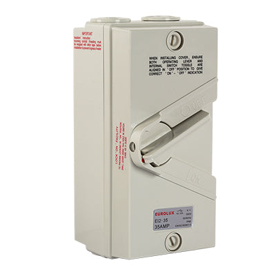 Eurolux Isolator Switch 2 Pole 35 AMP 440V IP66 in Electrical & Lighting,Electrical Accessories,Circuit Breakers & Distribution Boards