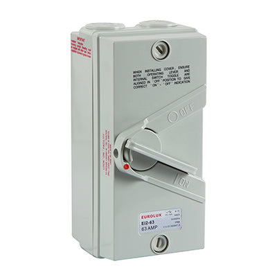 Eurolux Isolator Switch 2 Pole 63 AMP 440V IP66 in Electrical & Lighting,Electrical Accessories,Circuit Breakers & Distribution Boards
