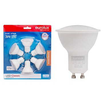 Eurolux LED GU10 Classic Frosted Lens 3w 3000K 6 Pack N in Electrical & Lighting,Lighting,Globes & Tubes