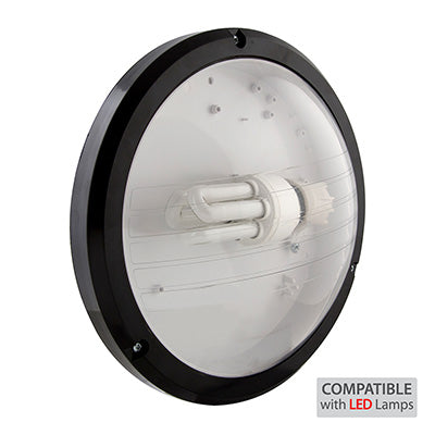 Eurolux ABS Round Bulkhead 270mm Black 1x15W in Electrical & Lighting_Interior Lighting