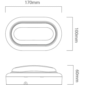 Eurolux Oval Bulkhead 170mm Black LED 1x8w - image 01