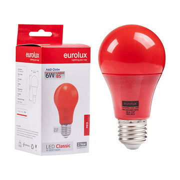 Eurolux LED Globe A60 Coloured Classic 6w E27 Red N - image 01