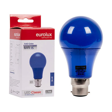 Eurolux LED Globe A60 Coloured Classic 6w B22 Blue N - image 01