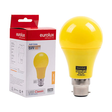 Eurolux LED Globe A60 Coloured Classic 6w B22 Yellow N - image 01