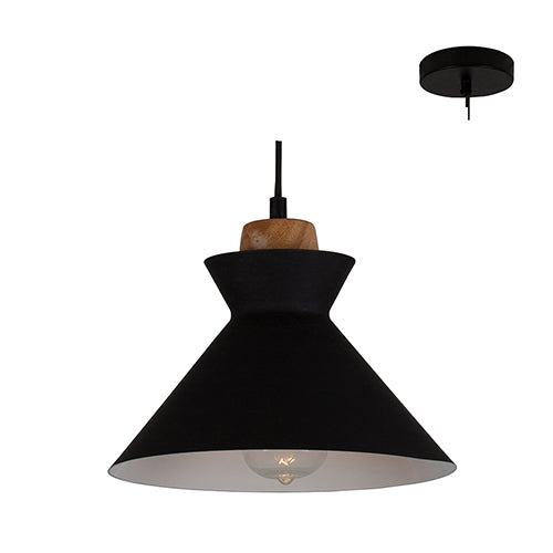 Eurolux Pendant Charlotte 255mm Black/Wood in Electrical & Lighting,Lighting,Interior Lighting