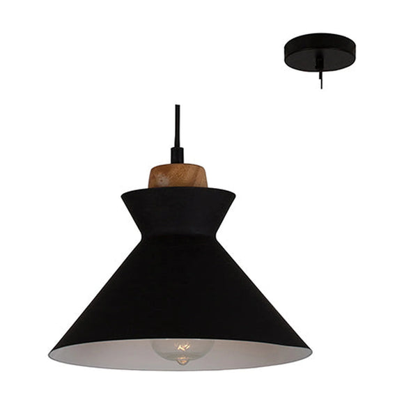 Eurolux Pendant Charlotte 255mm Black/Wood - image 01