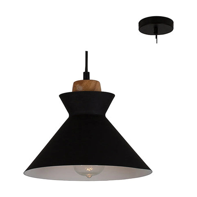 Eurolux Pendant Charlotte 255mm Black/Wood - image 01