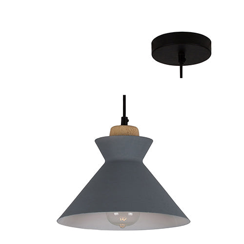 Eurolux Pendant Charlotte 255mm Grey & Wood in Electrical & Lighting,Lighting,Interior Lighting
