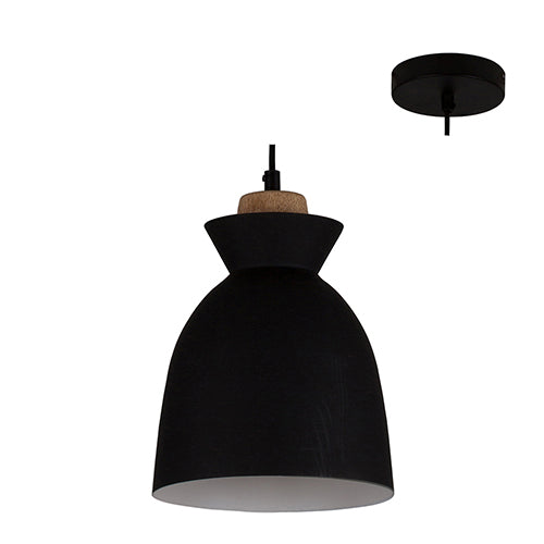 Eurolux Pendant Charlotte 190mm Black/Wood in Electrical & Lighting,Lighting,Interior Lighting