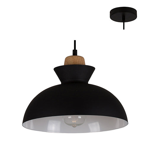 Eurolux Pendant Charlotte 280mm Black/Wood in Electrical & Lighting,Lighting,Interior Lighting