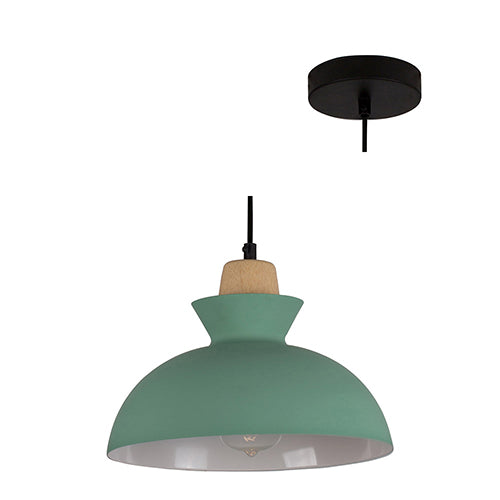 Eurolux Pendant Charlotte 280mm Green & Wood in Electrical & Lighting,Lighting,Interior Lighting