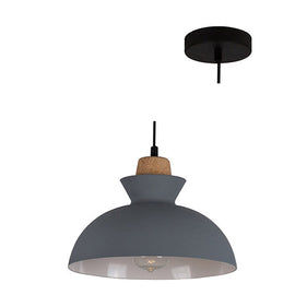Eurolux Pendant Charlotte 280mm Grey/Wood in Electrical & Lighting,Lighting,Interior Lighting