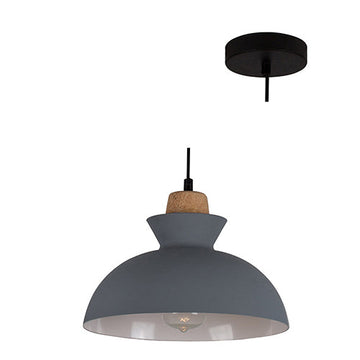 Eurolux Pendant Charlotte 280mm Grey/Wood in Electrical & Lighting,Lighting,Interior Lighting