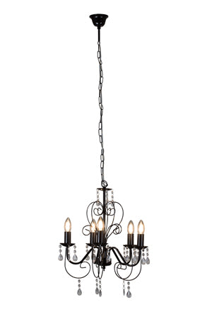 Eurolux 5LT Cleo Chandelier 420mm Black in Electrical & Lighting,Lighting,Interior Lighting
