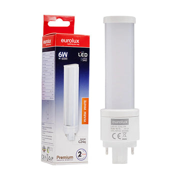 Eurolux LED PL 4Pin G24q 6w Warm White additional info under fitting specs - image 01
